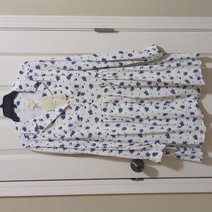 Sezane Aurora Dress Blue Rose - Size 4